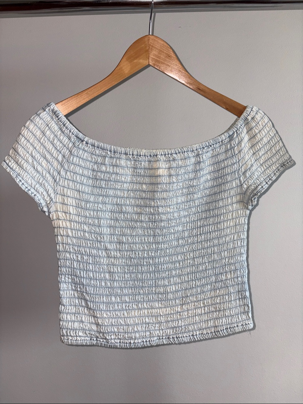 Urban Heritage Smocked Off-Shoulder Crop Top - White